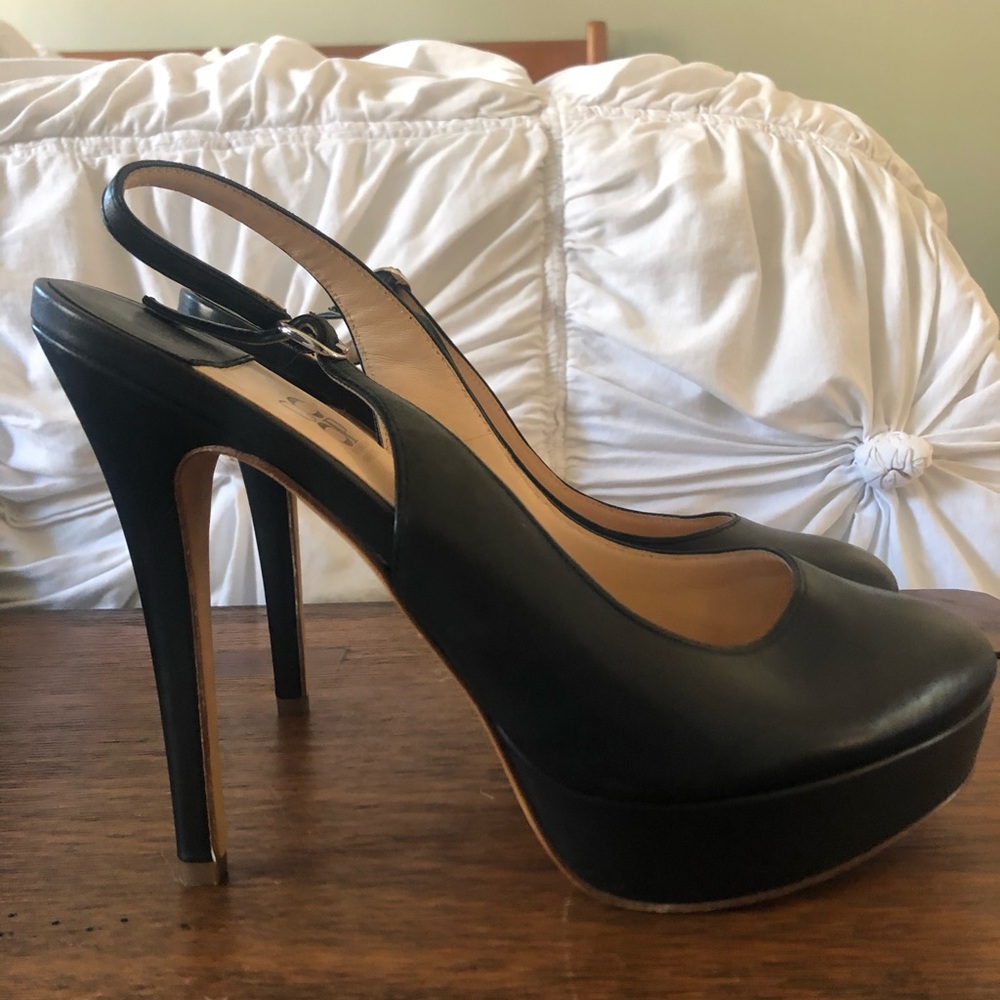 Barney’s Co-op leather platform heels